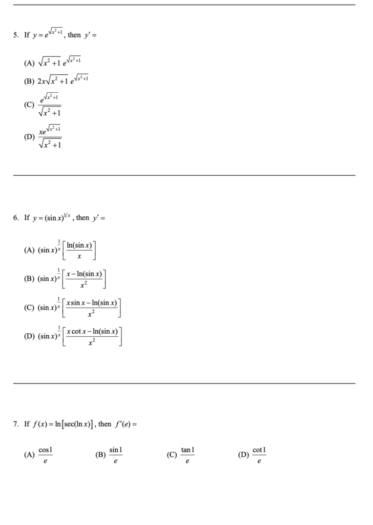 Derivatives of Exponential and Logarithmic Functions